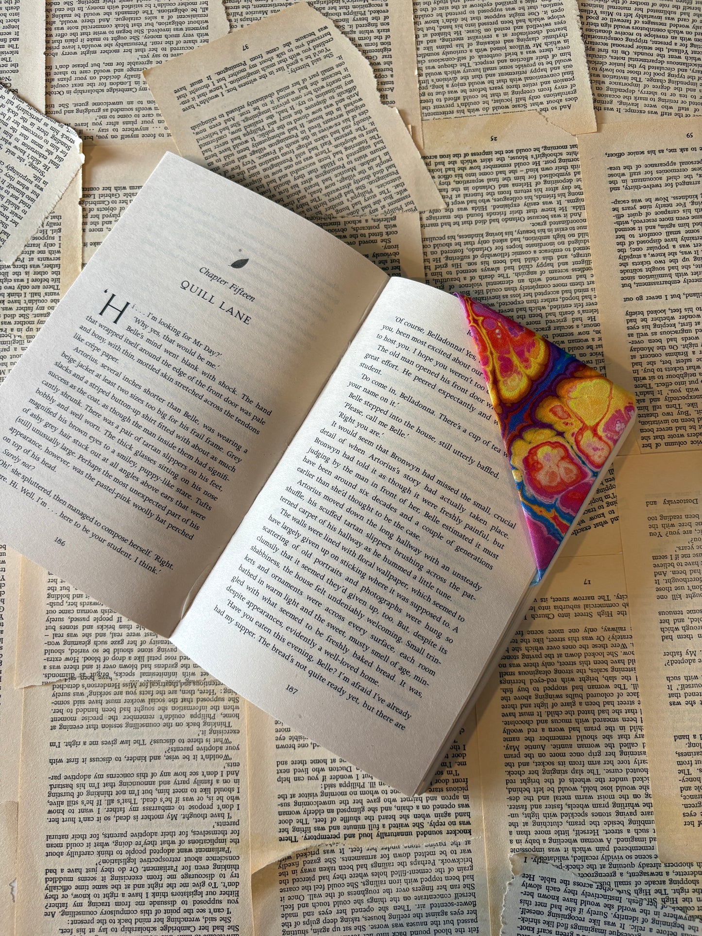 Rainbow marble corner book mark