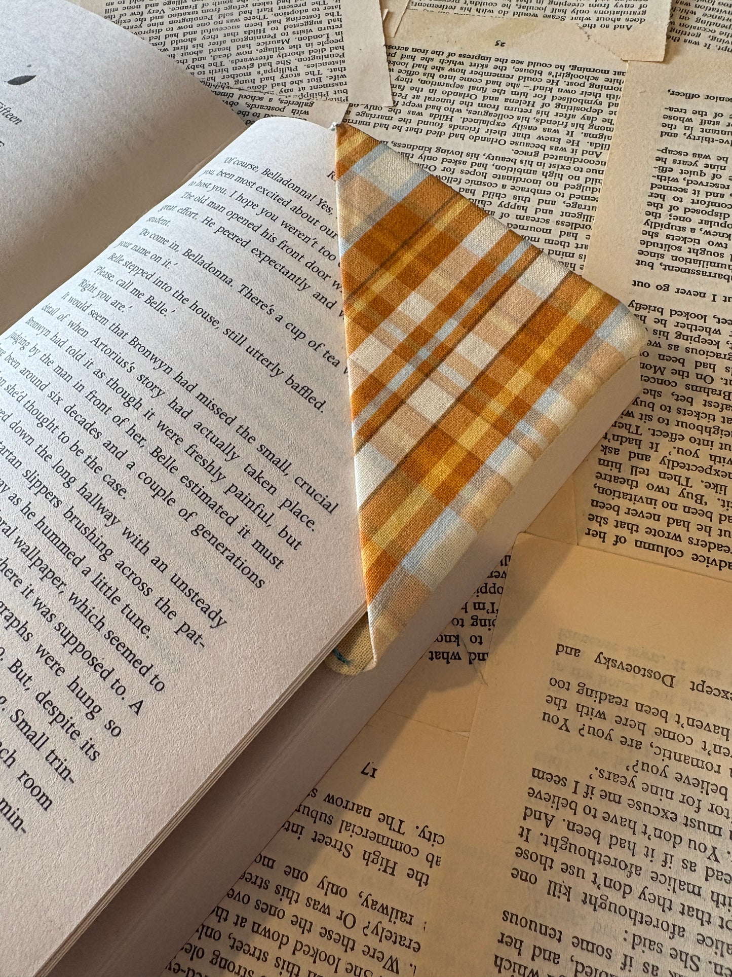 Autumn Plaid corner book mark