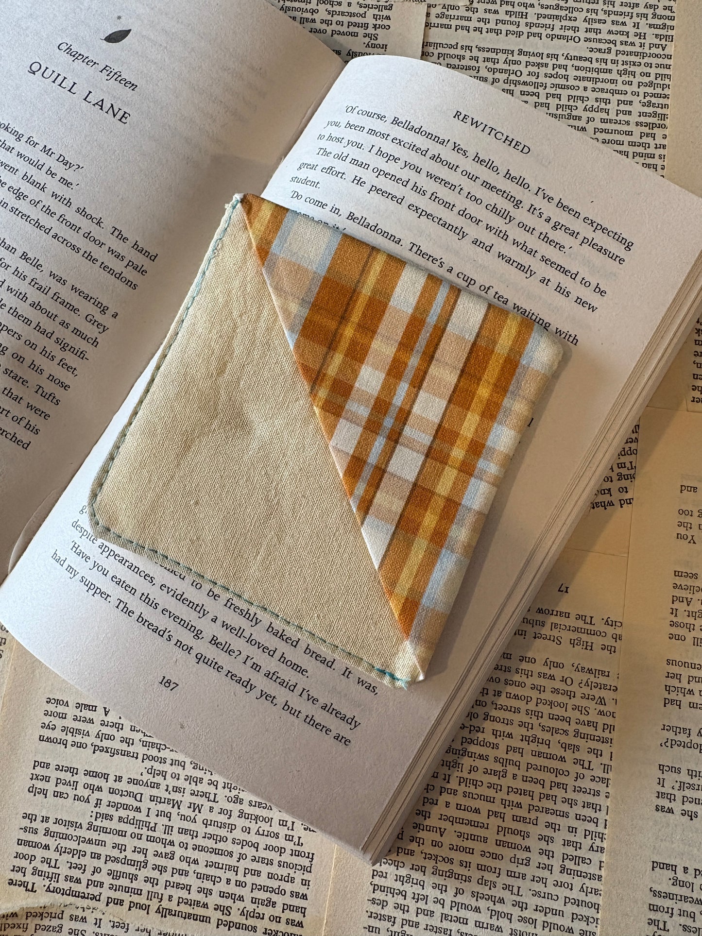 Autumn Plaid corner book mark