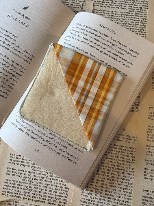 Autumn Plaid corner book mark