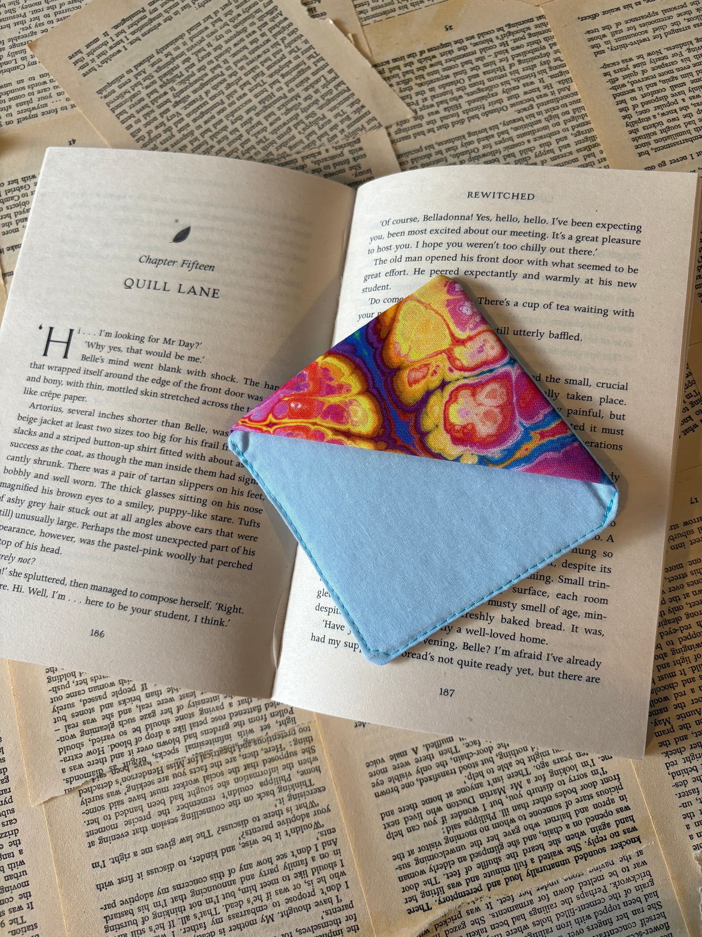 Rainbow marble corner book mark