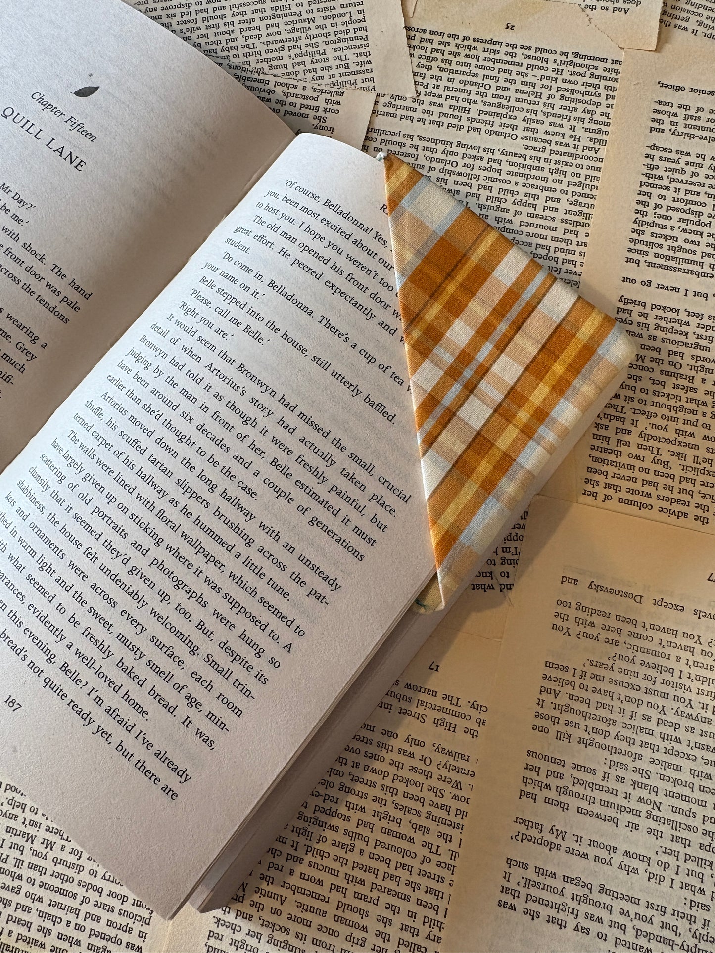 Autumn Plaid corner book mark