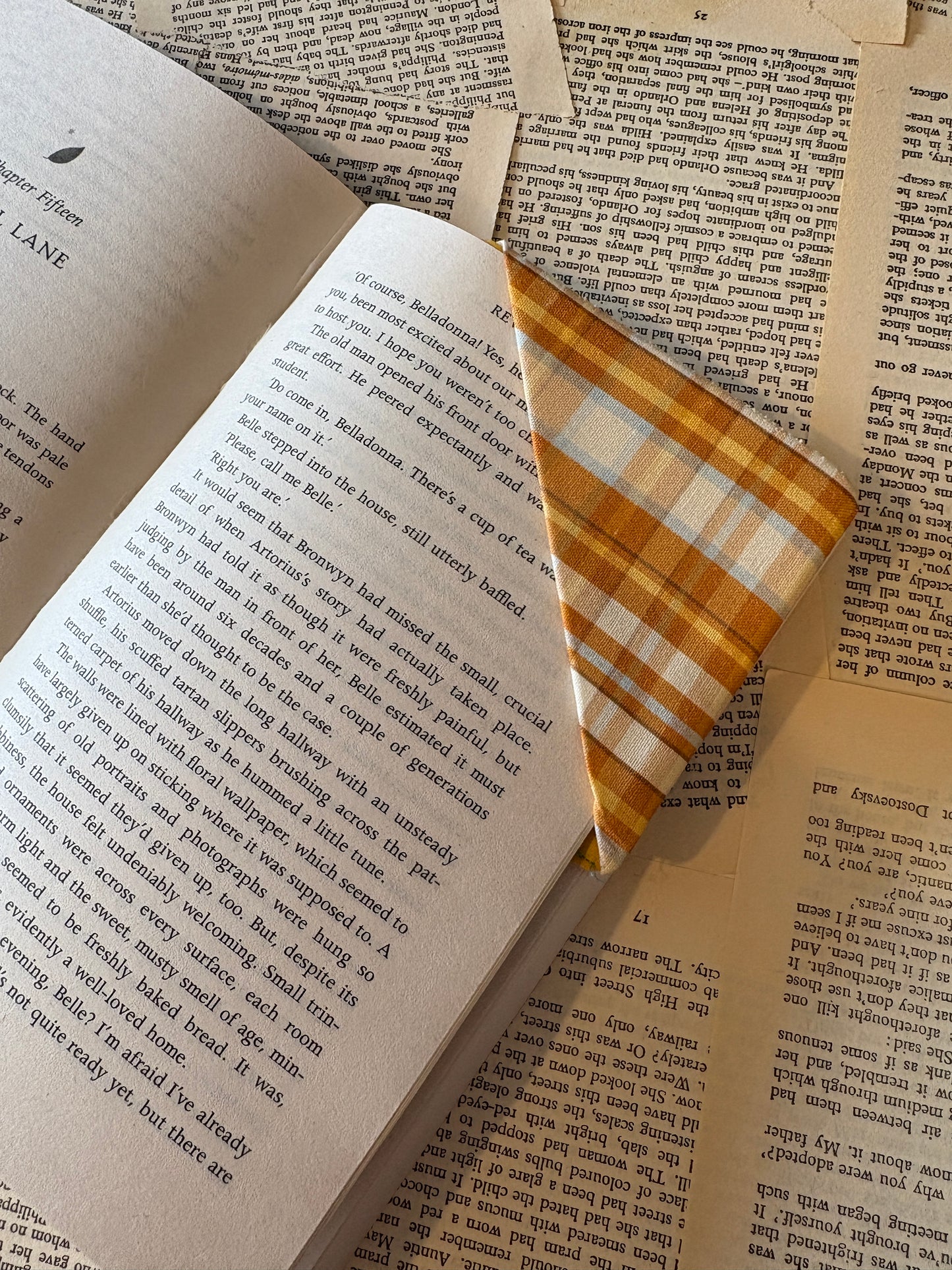 Autumn Plaid corner book mark