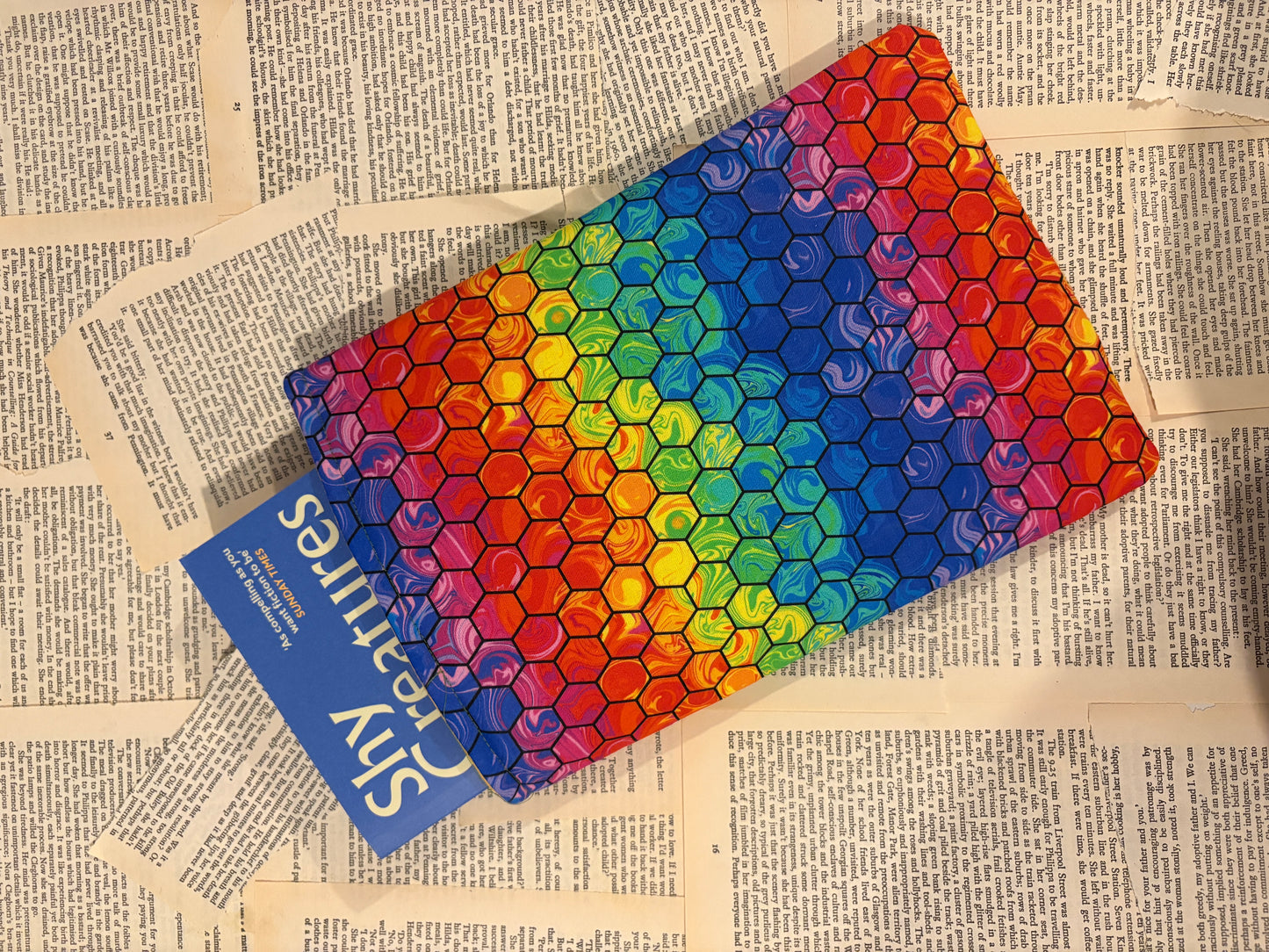 Rainbow marble  Paperback size Book sleeve