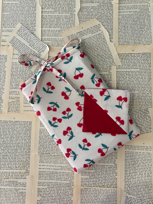 Happy cherries Tie Top Book sleeve and corner bookmark